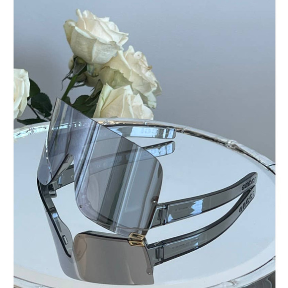 NEW Gucci GG1631S Silver Mirror Mask Shield Sunglasses - Picture 2 of 8